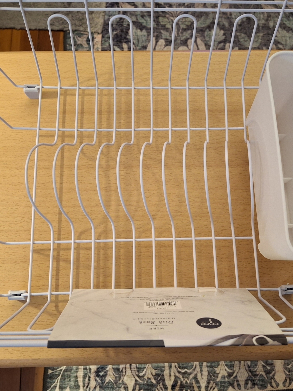 Core Kitchen White Wire Dish Drainer Rack w/ Detachable Cutlery Holder 14.3"
